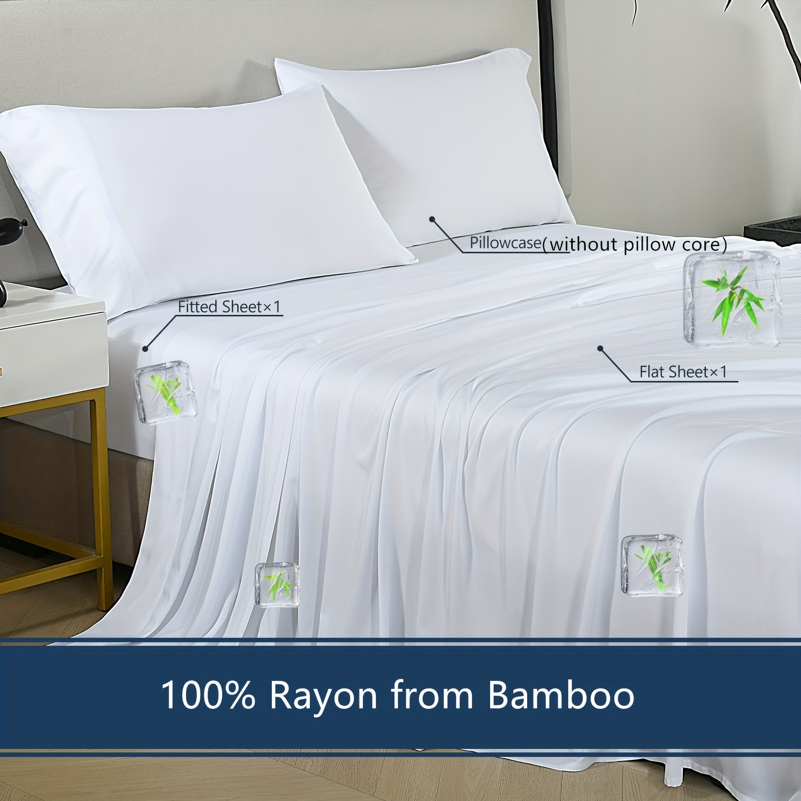 New Season Home 100% Rayon Bamboo Sheets Set All Season Ultra Soft Natural  Bamboo Fiber Be