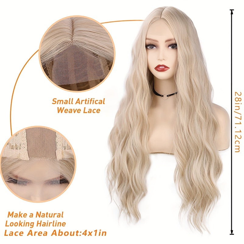 Kalisa Blonde 613 Lace Wig for Women Long Wavy Blonde Free Part Wig  Synthetic Natural Hairline Blonde Wave Wig Heat Resistance Fiber Cosplay  Makeup