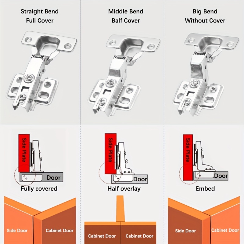 NAIERDI F Series Rustless Iron Hydraulic Hinge Iron Core Damper Buffer Cabinet  Hinges Cupboard Door Hinges Soft Close Hardware