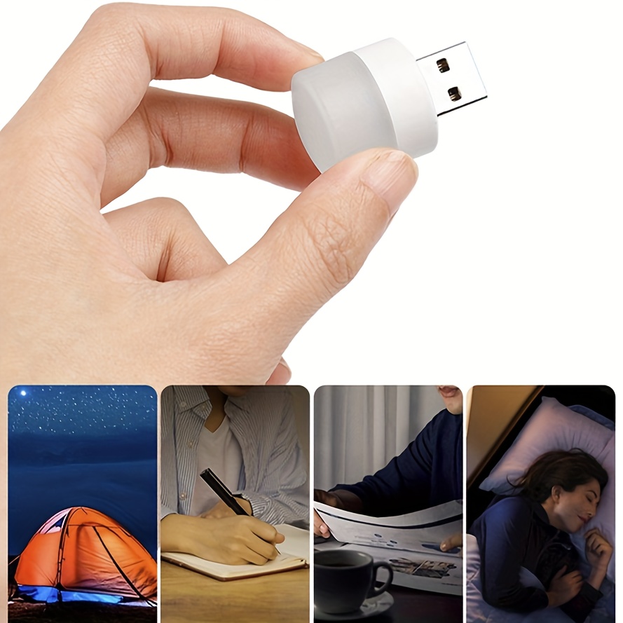Luces USB de noche, mini bombilla LED, enchufable, blanco cálido, compacto,  ideal para dormitorio, baño, guardería, pasillo, cocina, coche, luz de