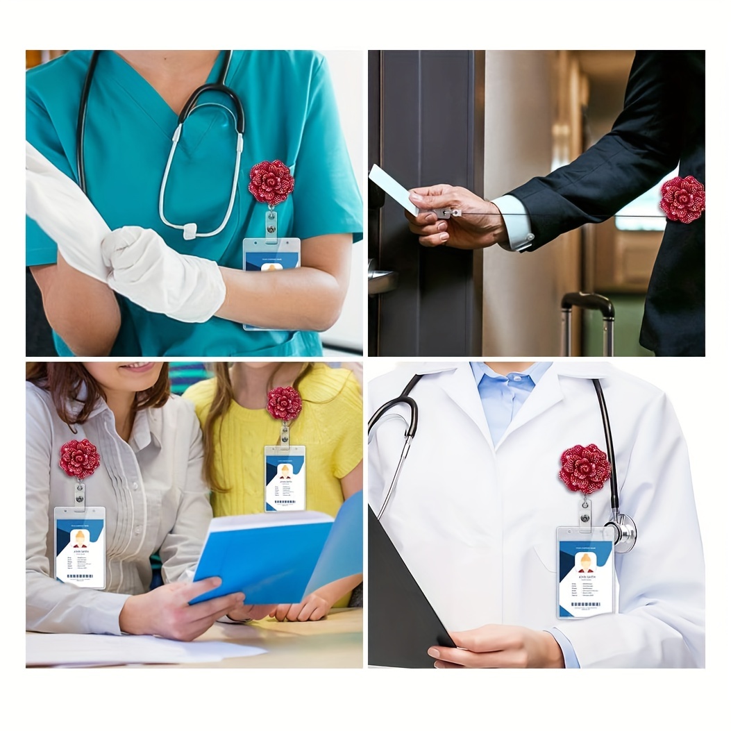 Fashion Flower Retractable Doctor Nurse Badge Reel Fashion ID