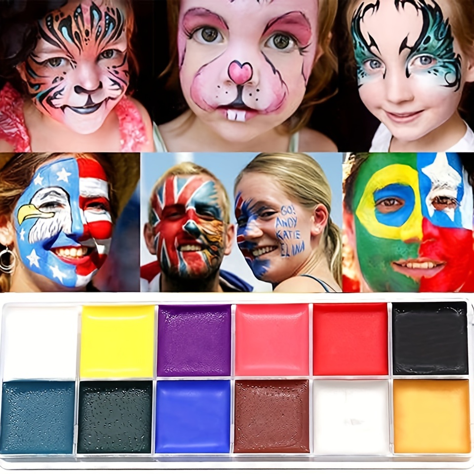  20 Colors Professional Face Body Painting Kit for Kids &  Adults,Face Paint Makeup Palette Kit with 10 Brushes and Paint Tray for  Halloween SFX Cosplay Party Clown Makeup : Arts, Crafts