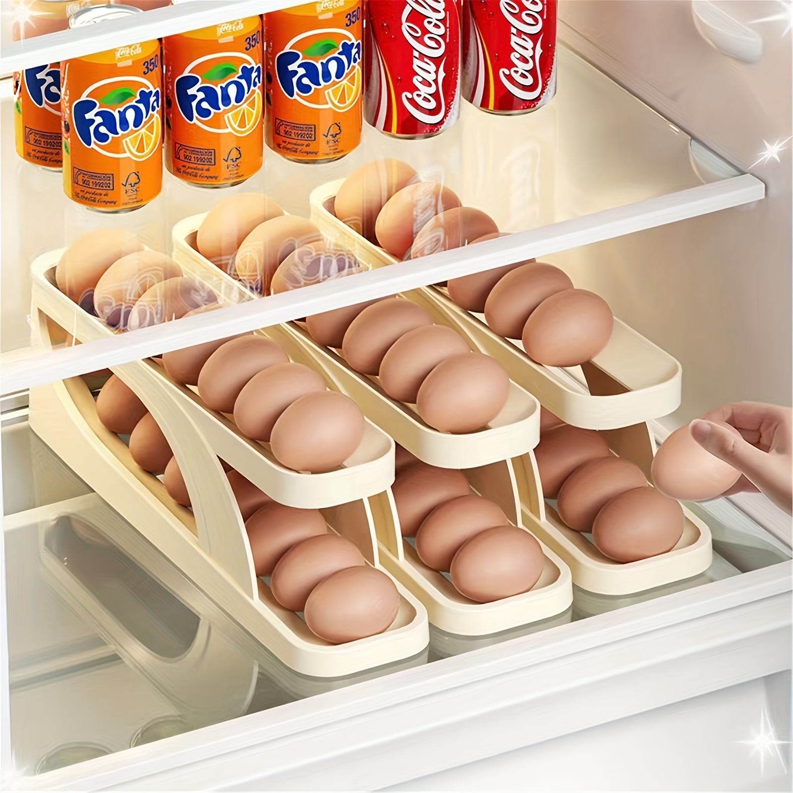 Hueveras Para Frigorifico, Organizador de Huevos Para Nevera, capacidad de  12-14 Huevos, Dispensador de Huevos en Estilo Rodante Para Cocina
