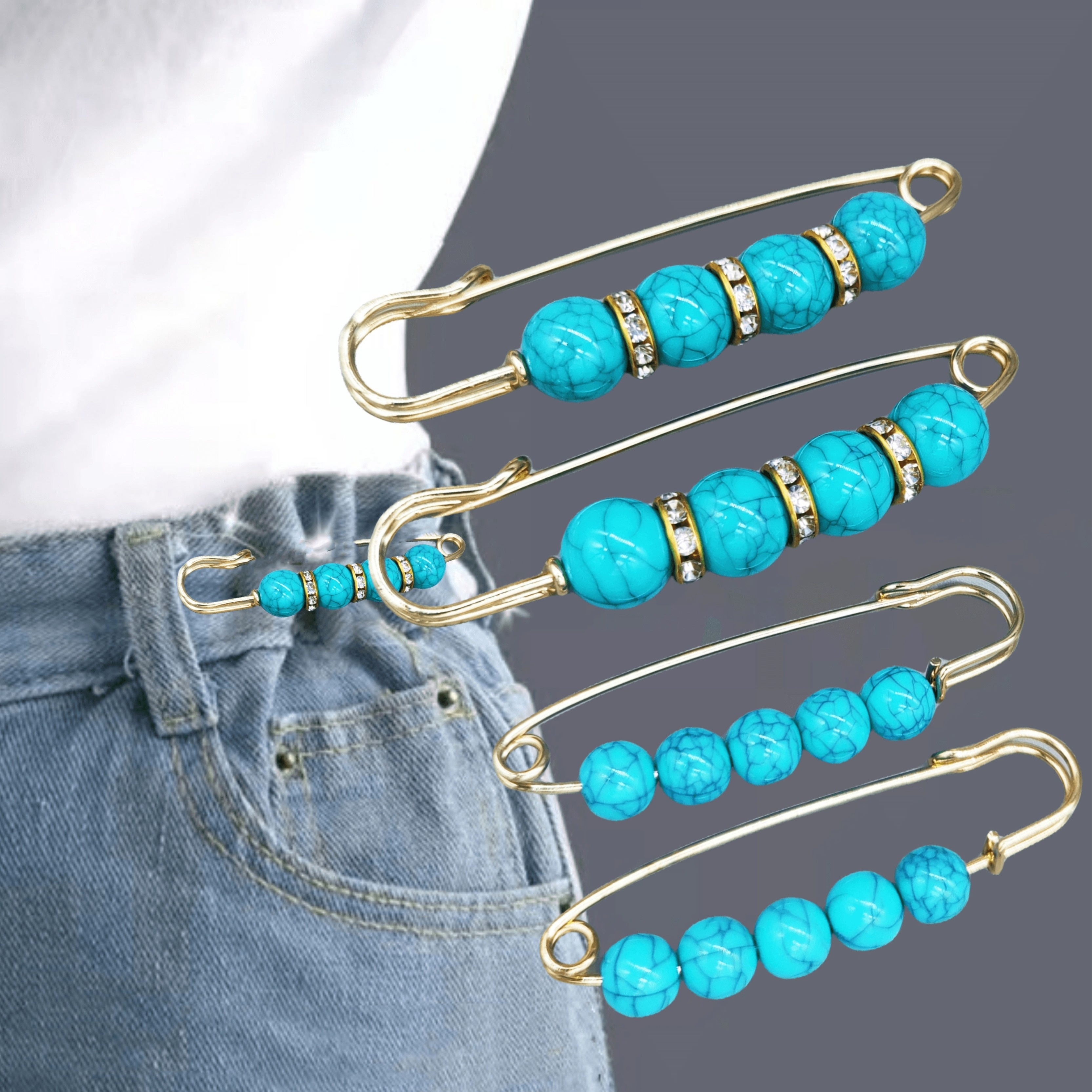 Turquoise Safety Pin 