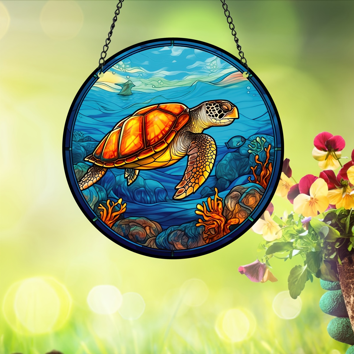 Sea Turtle ACRYLIC Window Hanging, Turtle Window Hangings, Turtle Lovers Gift, Mother's Day Gift, Faux Stained Glass, Not Suncatcher - Ireland