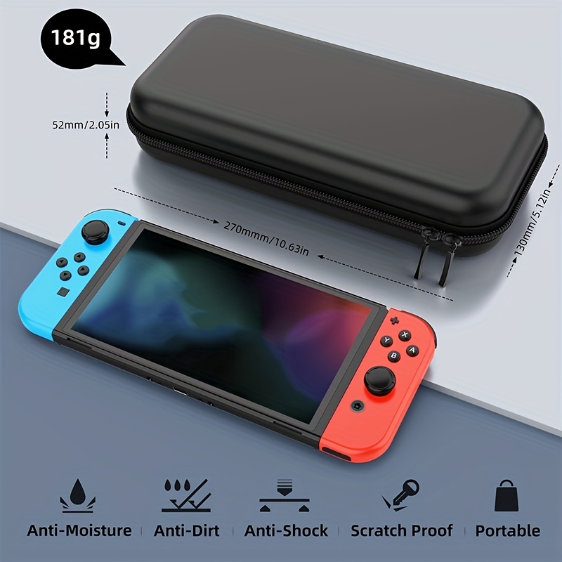 case for nintendo switch 9 in 1 accessories kit with carrying case dockable protective case hd screen protector and 6pcs thumb grips caps details 0