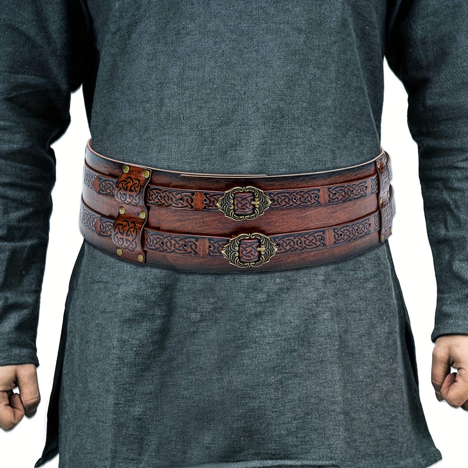 Medieval Cosplay Buckle Cinch Belt Tied Corset Waist Belt Costume PU