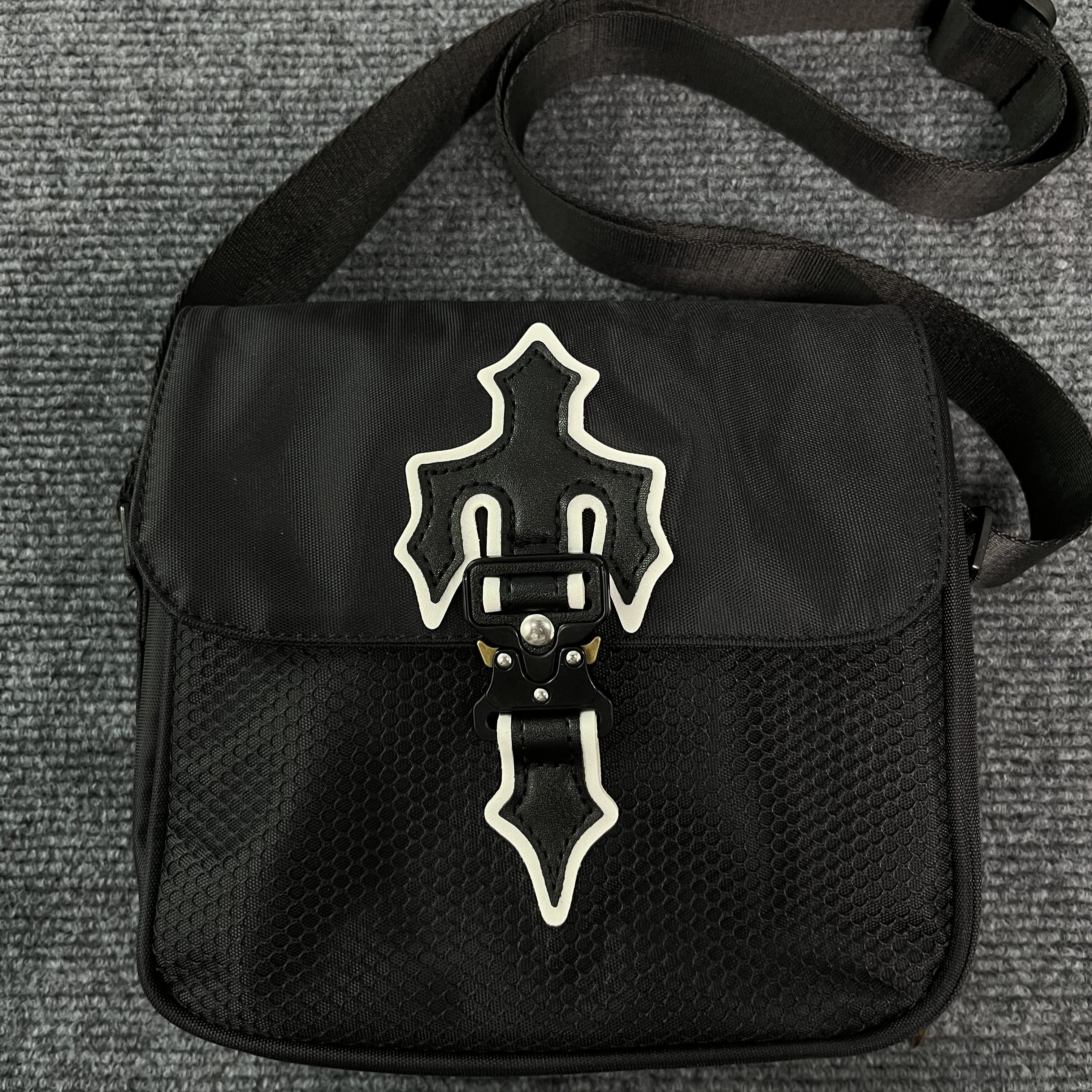 Nylon Shoulder Gothic Black Crossbody Messenger Tote Bags For Men