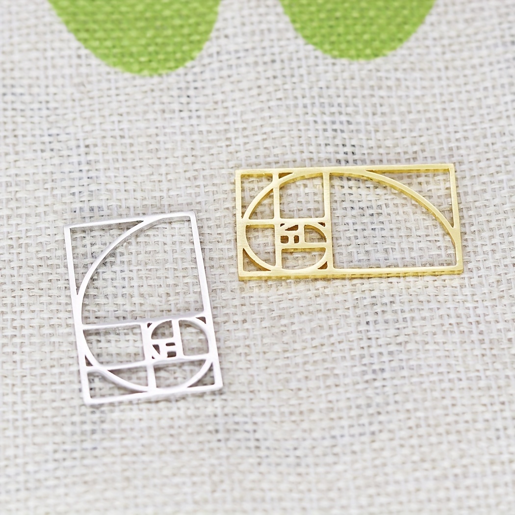 5pc Fibonacci Two Tone Finish Geometry Math Charm Pendant for Necklace Crafts