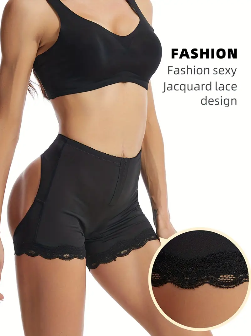 Lace Trim Shaping Panties Tummy Control Compression Open - Temu Canada
