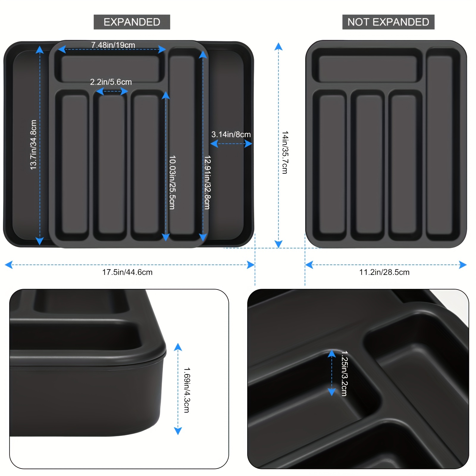 TUNGTAR Bandeja de cajón de cubiertos personalizada, bandeja extensible de  16 pulgadas para cajón de utensilios, organizador de utensilios de cocina