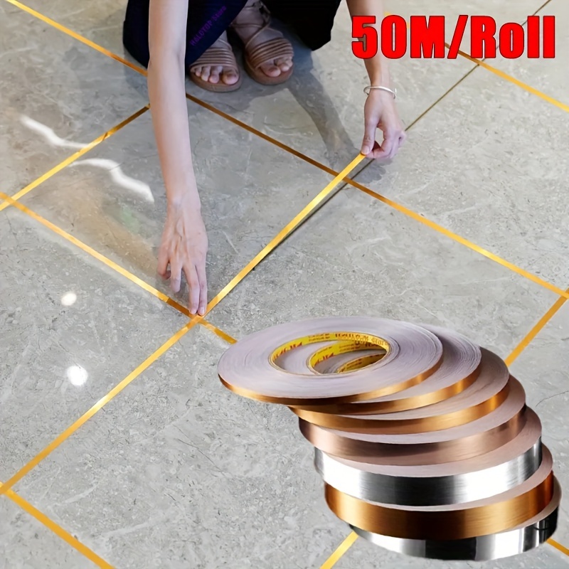 5M/Roll Floor Tile Gap Sealing Strip Gold Foil Tape Adhesive