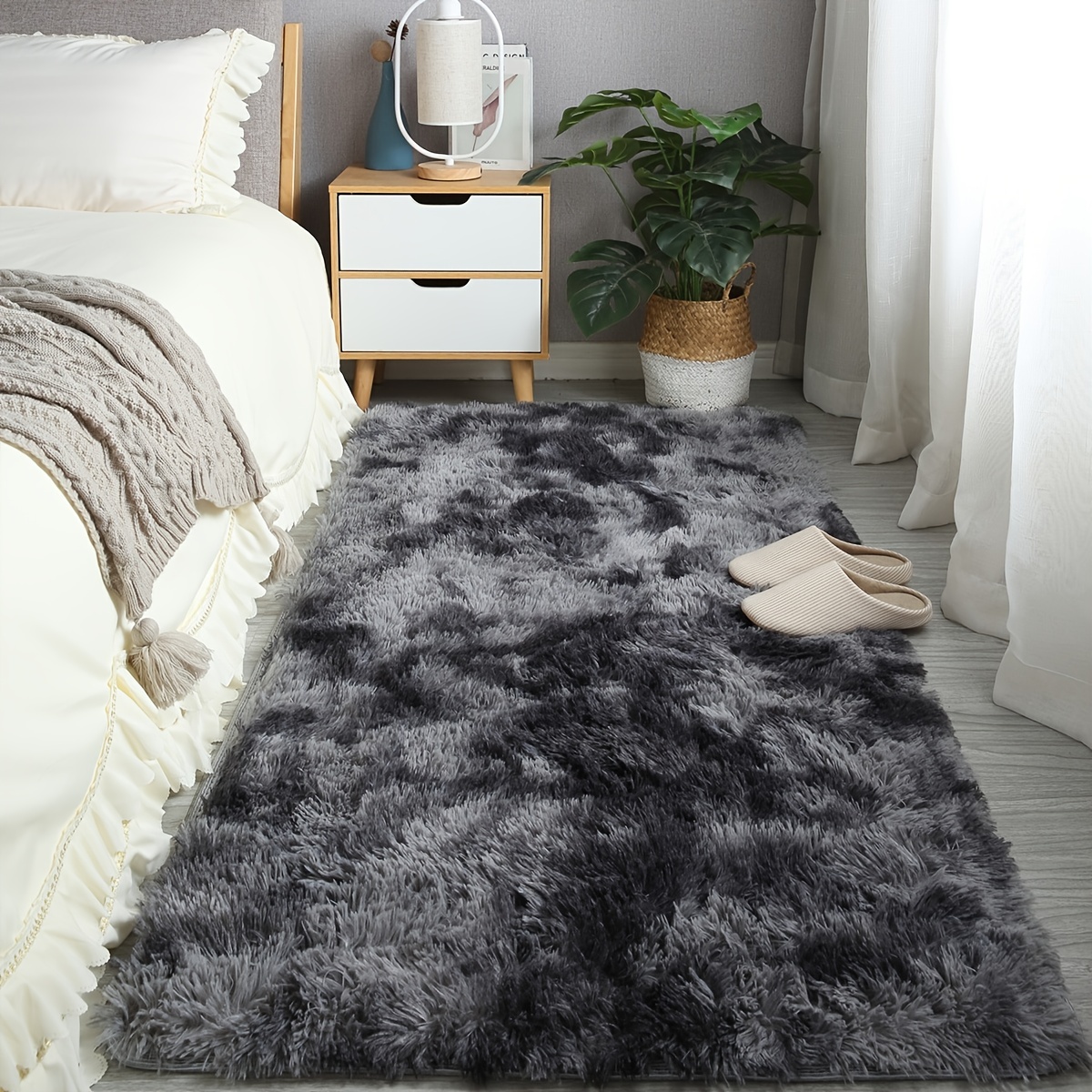 Alfombra grande para dormitorio, sala de estar, alfombra rectangular de  piel sintética esponjosa, alfombra de felpa suave para decoración de
