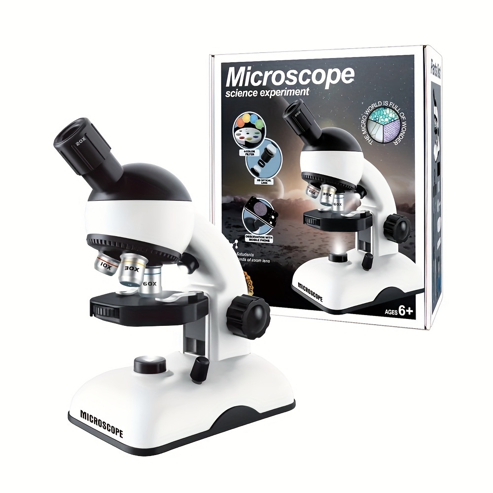 Microscopio biológico de laboratorio Led para niños, experim