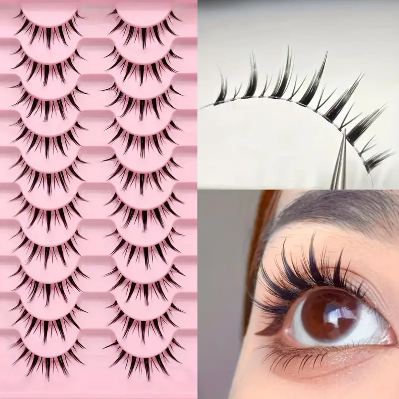 Manga Lashes, Transparent Stem Spiky Anime False Eyelashes, Natural Look  Japanese Pointy Cat Eye Lashes, Reusable Cosplay Wispy Eyelashes Extension  Makeup Tool - Temu