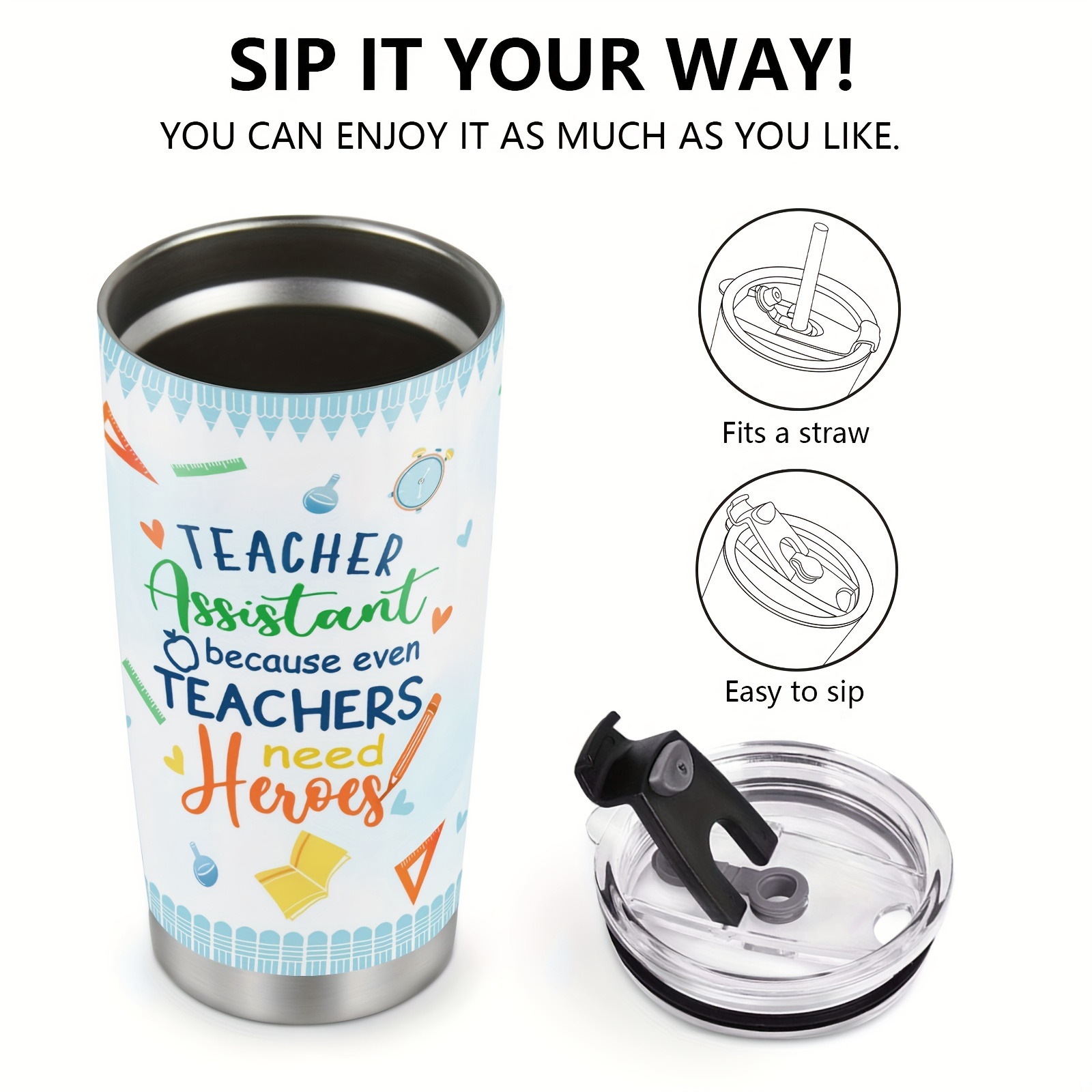 Teacher Gifts For Women Teacher Gifts From Student Graduation 20oz Green  Funny Travel Tumbler Teacher Thank You Teacher Appreciation Birthday Xmas  Presents Travel Cup Gift Set With Lid Straw 