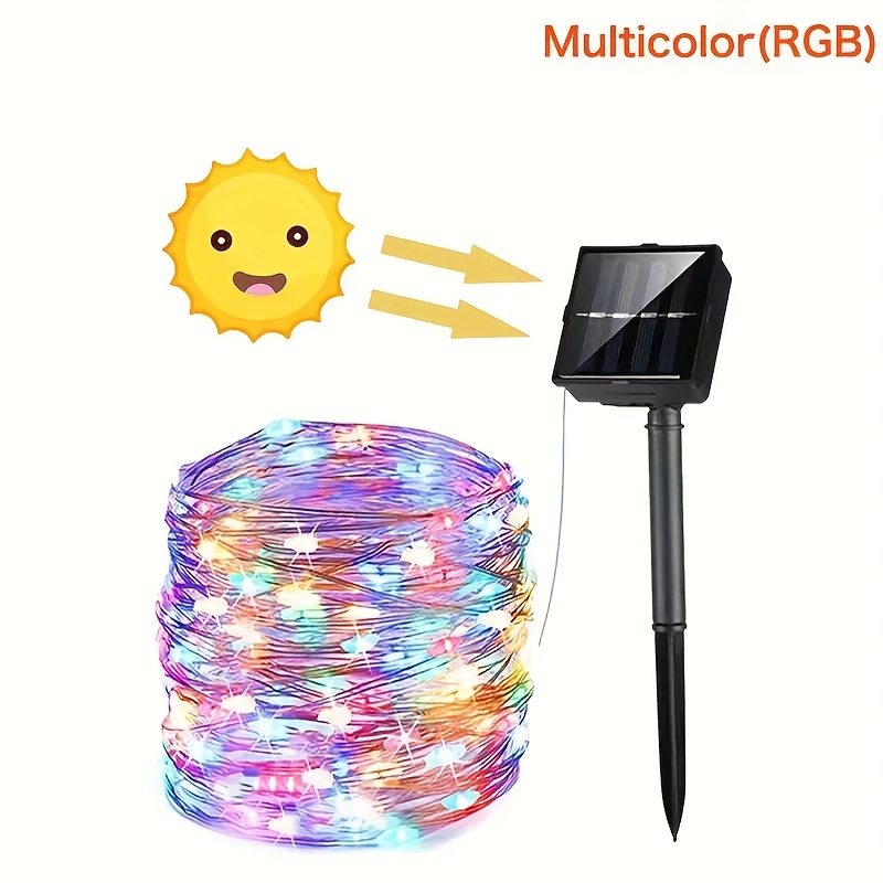 Solar Fairy Light String 8 Lighting Modes Waterproof Copper Wire String