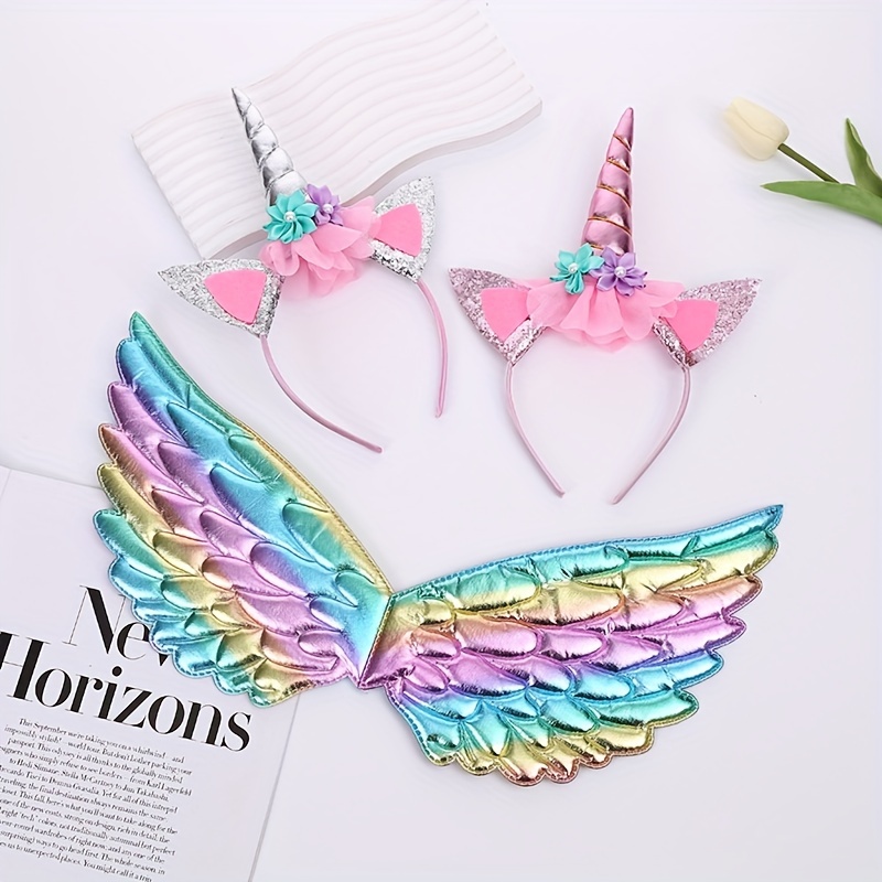 

1/2pcs Angel Wings Unicorn Hair Hoop Set Performance Party Cute Sweet Dress Up Headband Accessories