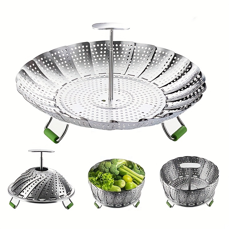 Collapsible Steamer Basket, Stainless Steel Foldable Steaming Rack