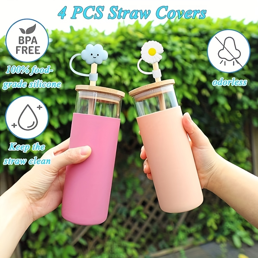 4Pcs Straw Cover 8mm Cute Cactus Food Grade Straw Protector
