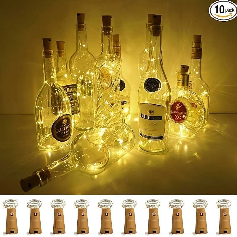 10pcs, LED Wine Bottle Lights With Cork, Cork Lights Battery Operated Fairy  Mini String Lights For Liquor Bottles Crafts Party Wedding Halloween  Christmas Decor