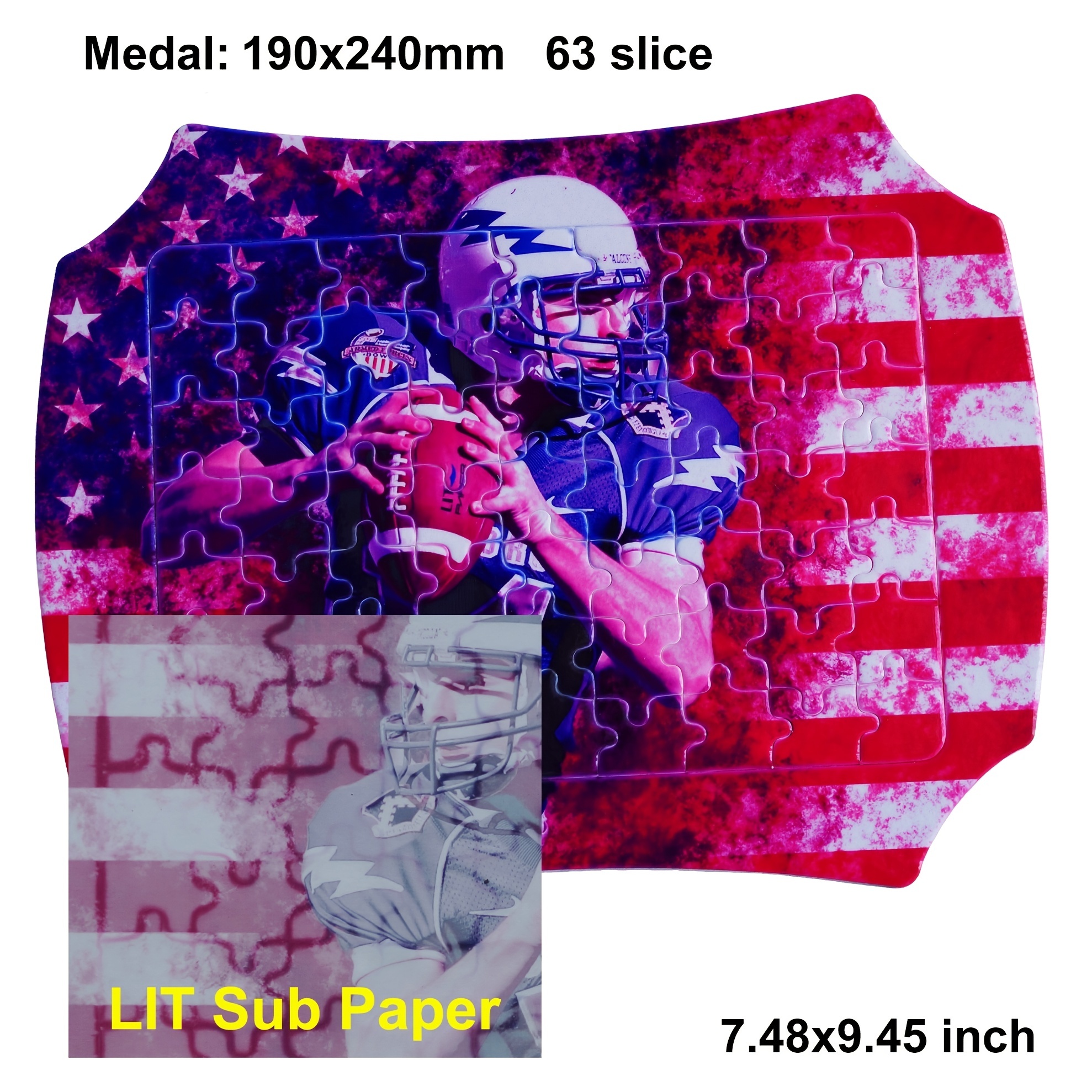 LIT PAPER 5 Sets 2-in-1 Photo Frame Sublimation Jigsaw Puzzle Blanks Combo  2 Shape Bone Medal - DIY Heat Press Transfer Crafts 63 Slices Thermal