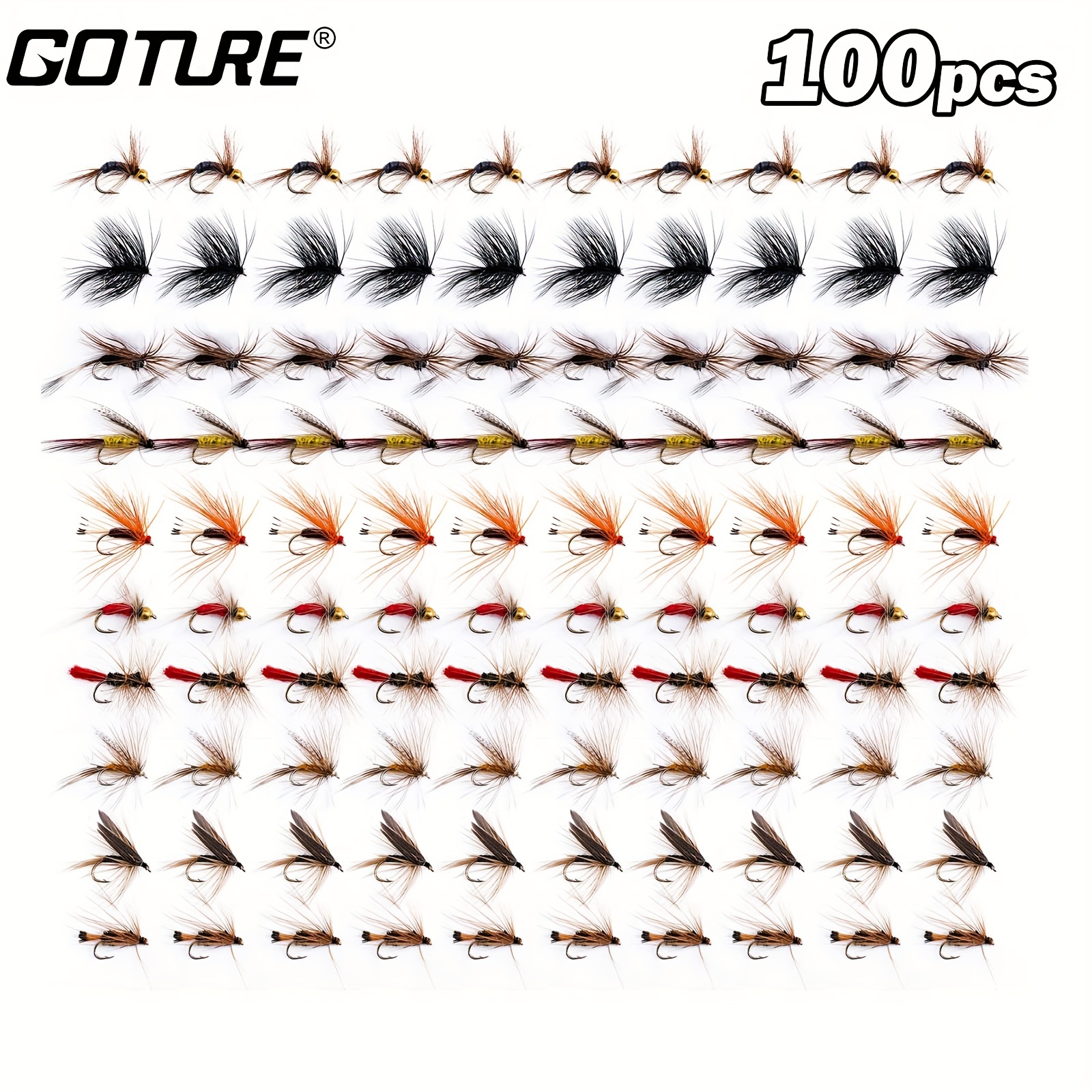 

100pcs Fly Fishing Flies, Dry Flies Wet Flies Streamers Nymphs Flies, Colorful And Lifelike Flies, Fly Fishing For Bass Trout Salmon