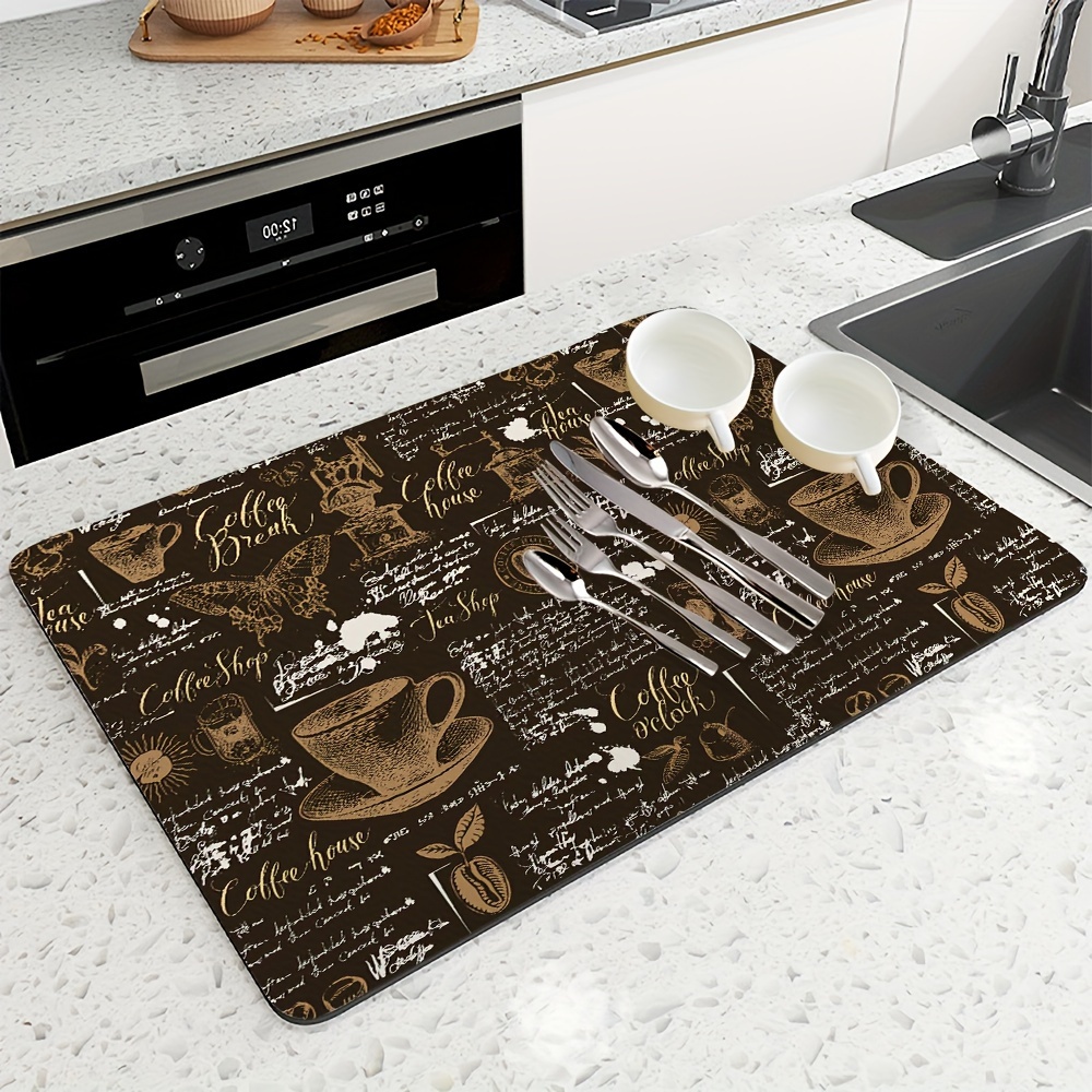 Rubber Dish Drying Pad, Kitchen Countertop Absorbent Pad