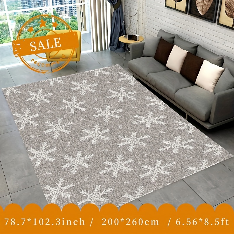 Modern Snowflake Christmas Area Rug, Red Background Winter Non Slip Carpet,  Easy Care Carpet for Indoor Hallway Dining Room Entryway Home Decor - 3 ft