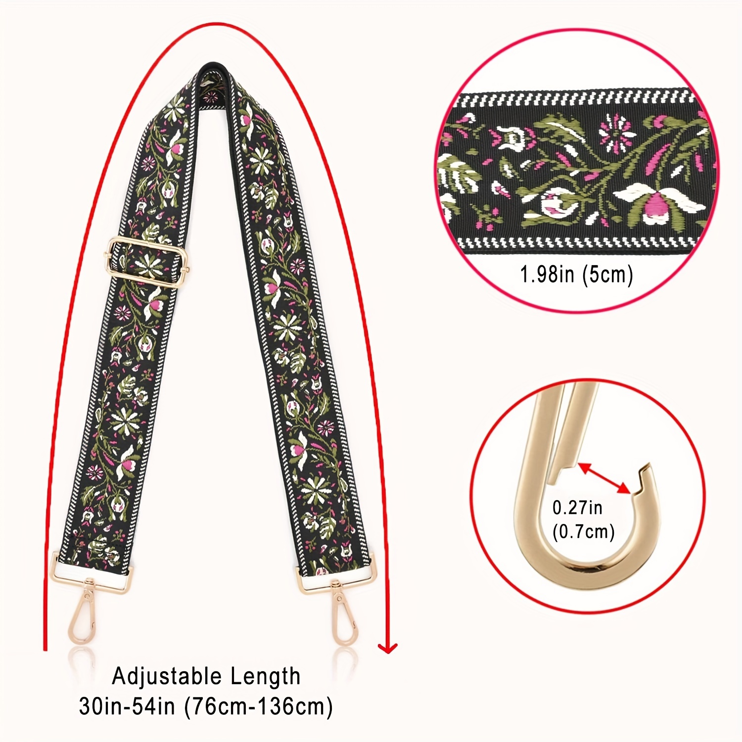 Ethnic Purse Strap Replacement Handbag Adjustable Strap, Simple Wide  Shoulder Strap, Portable Multifunctional Strap