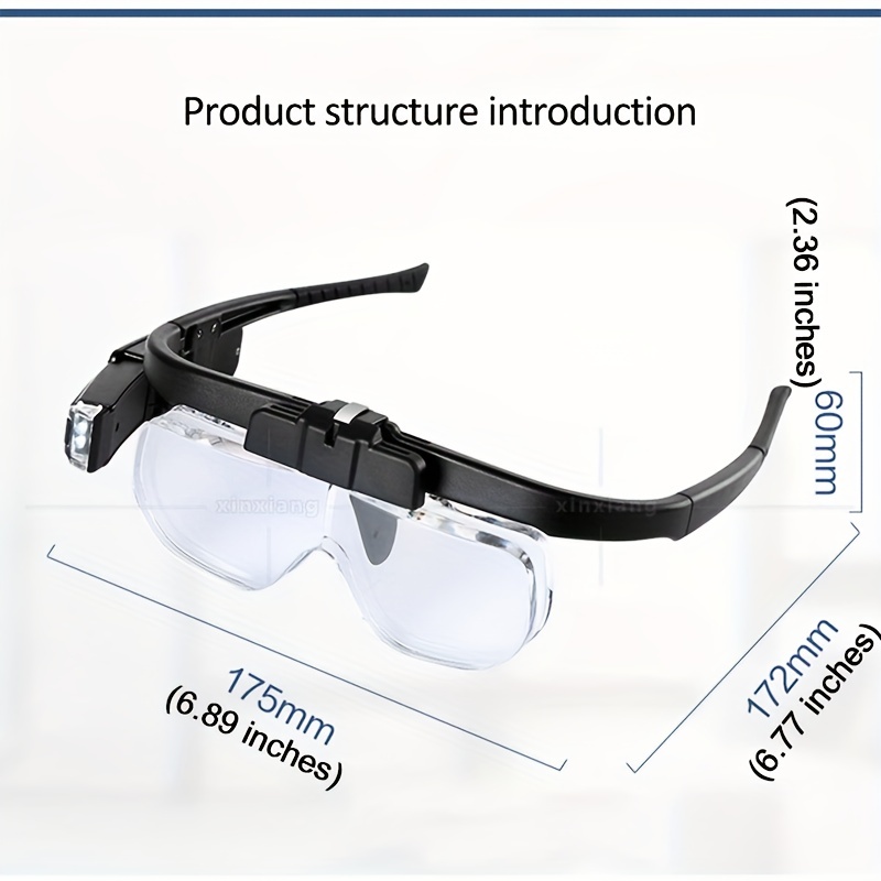 LED Light Dual Glasses-style Head-mounted Magnifying Glass Lens