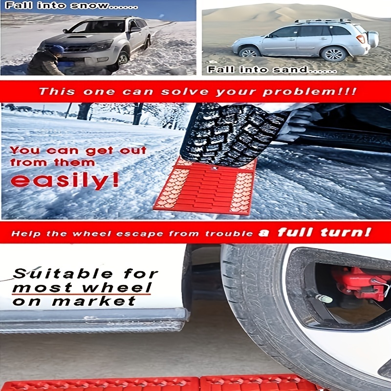 Portable Tire Traction Mats - Two Emergency Tire Grip Aids Used To