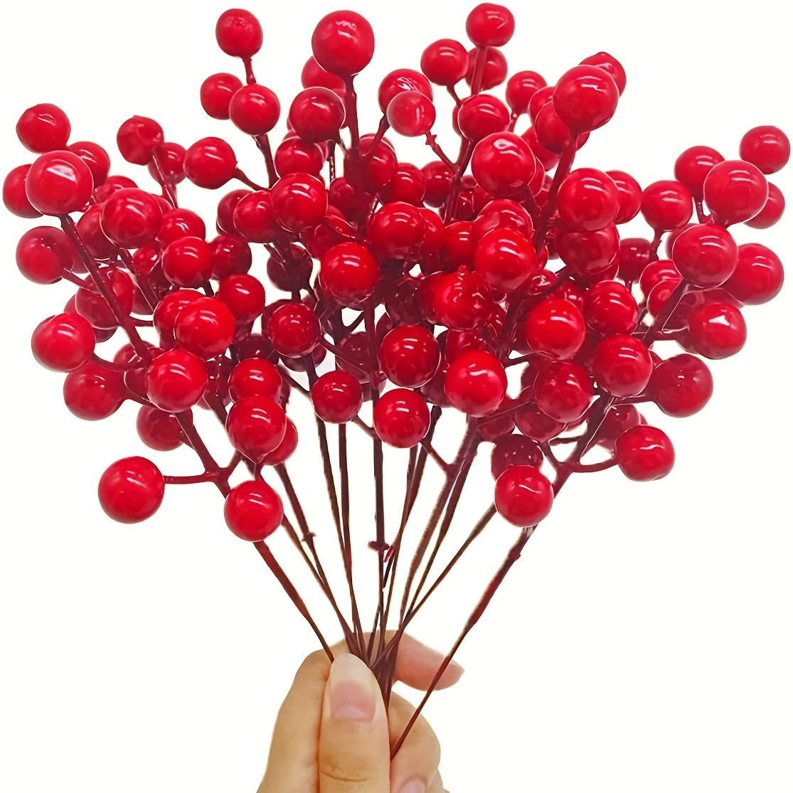  80 Pcs Artificial Glitter Christmas Berries Stems 8.46 Inch  Christmas Berry Branches Sprays Faux Berry Sprig Picks Winter Floral Picks  for DIY Xmas Tree Ornaments Christmas Wreath Decor (White) : Home