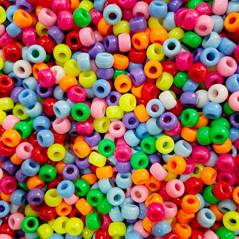 Pony Beads 3600 Pcs 6x9mm Multi-Colored Plastic Craft Beads Set, Bulk  Rainbow Hair Beads 24 Assorted Colors for DIY Crafting Jewelry Making Kandi  Bracelets