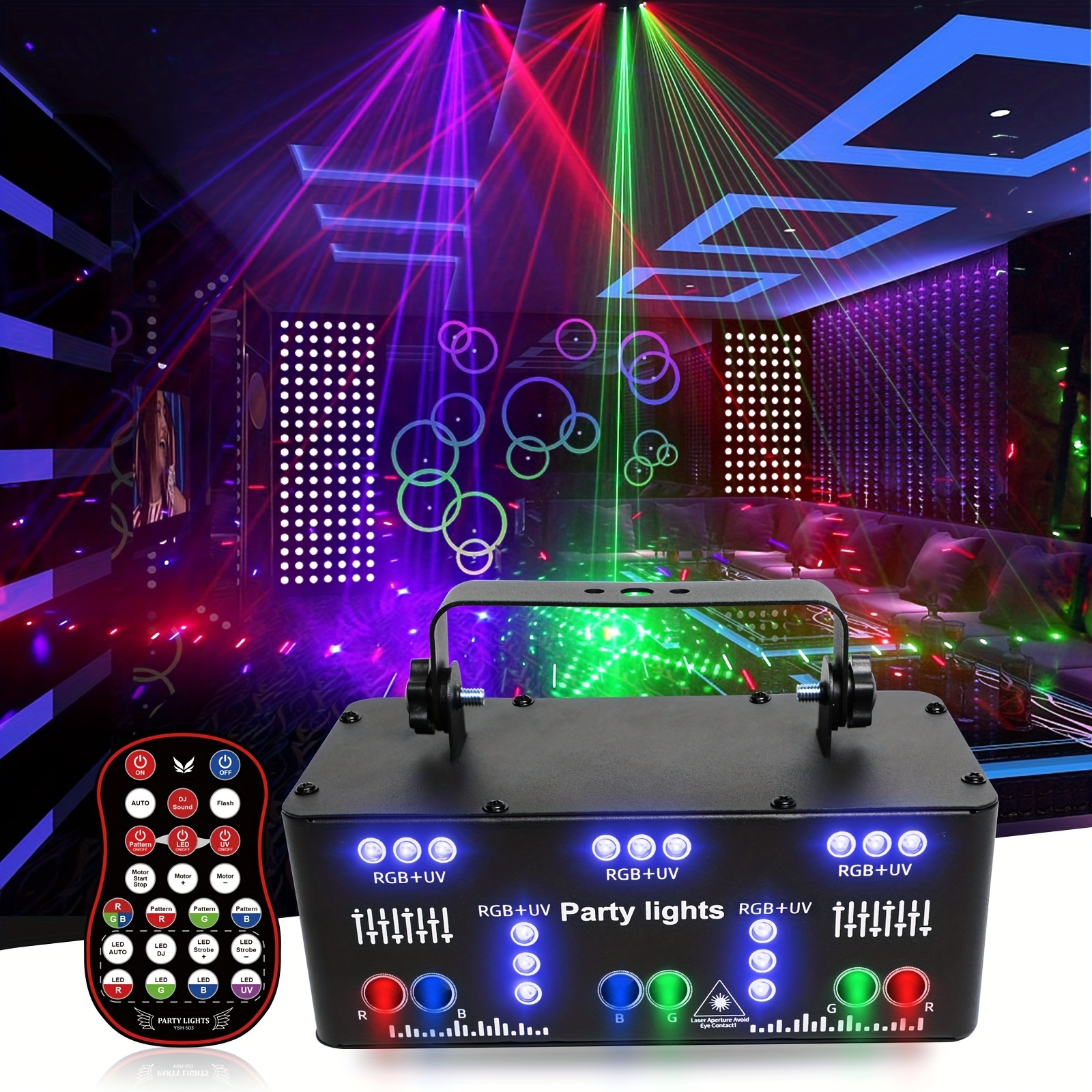 Importadora Andowl • Luces láser para escenario de DJ 4 lentes blancas haz  RGB