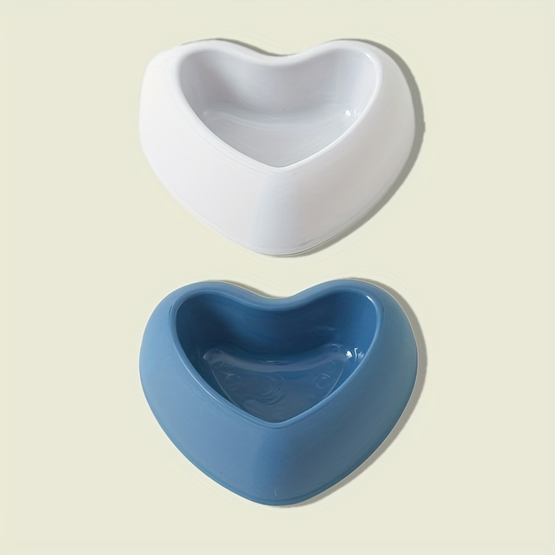 2pcs Holder Candy-Color Puppy Food Bowl Cat Dog Blue Feeder Slip Pet Cats Plastic-Dog Raised Plastic Water Small Spill Feeding for Dish Round Bowls