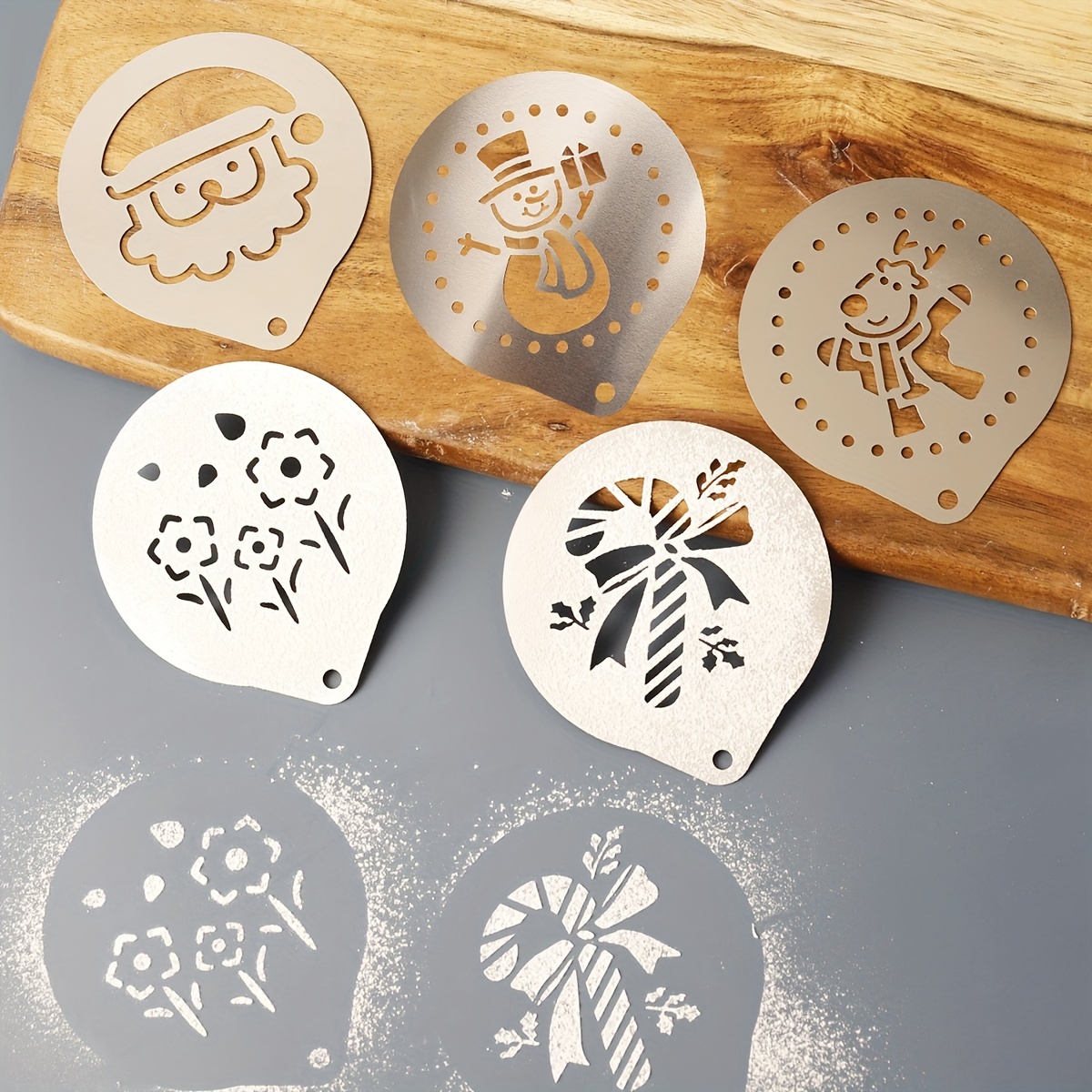5Pcs Stainless Steel Coffee Stencils Latte Art, Coffee Decorating Stencils,  Cappuccino Chocolate Arts Templates, Cake Decorating Tool for Mousse, Hot
