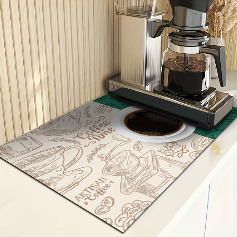 Black Coffee Mat Coffee Maker Mat Absorbent Mat For - Temu