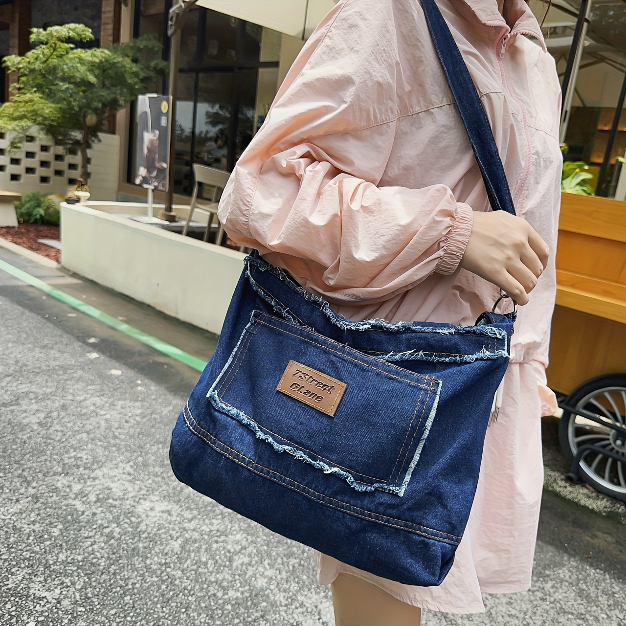 Canvas Denim Messenger Bag for Women Vintage Crossbody Shoulder Bag Simple  Casual Satchel Bag Ladies Large Capacity Tote Bags