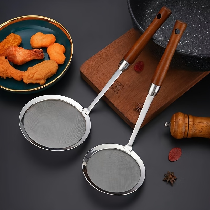 Stainless Steel Mesh Skimmer Spoon Wooden Handle Hot Pot - Temu