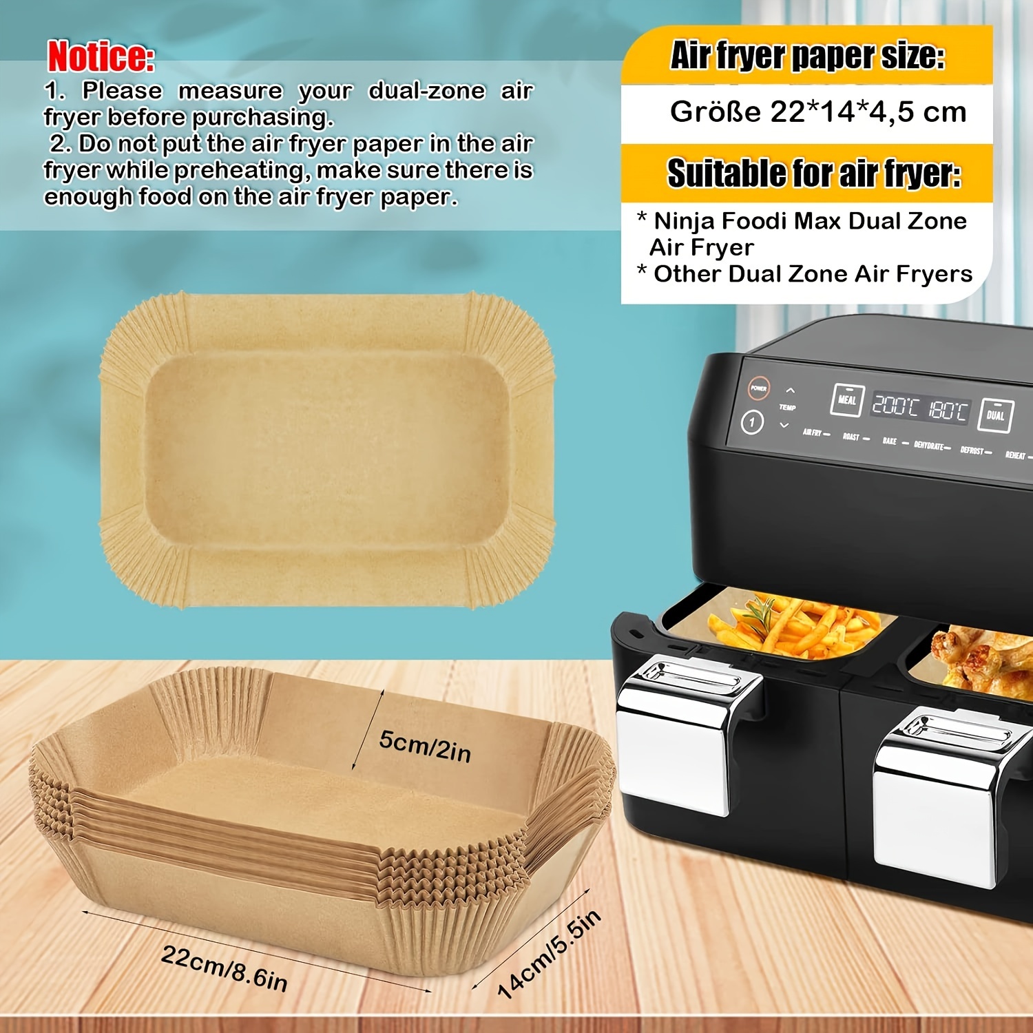 Baking Papers For Dual Zone Air Fryer Disposable Air Fryer - Temu