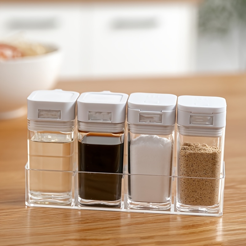 1 Set, Seasoning Jars Set, Pice Shaker Jars, Transparent Spice Jar Set,  Portable Clear Spice Tools, Household Moisture Proof Condiment Organizer  Bottl