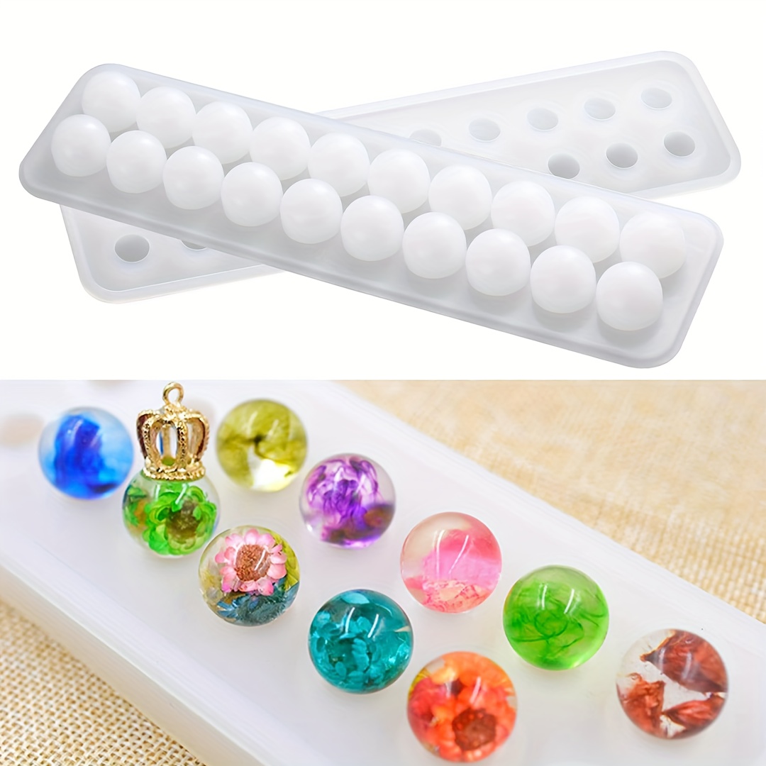 Suhome Resin Bead Molds for Jewelry 12 Pcs Resin Molds Silicone with Hole Cabochon Gem Jewelry Making Epoxy Resin Molds for Earrings, Pendants