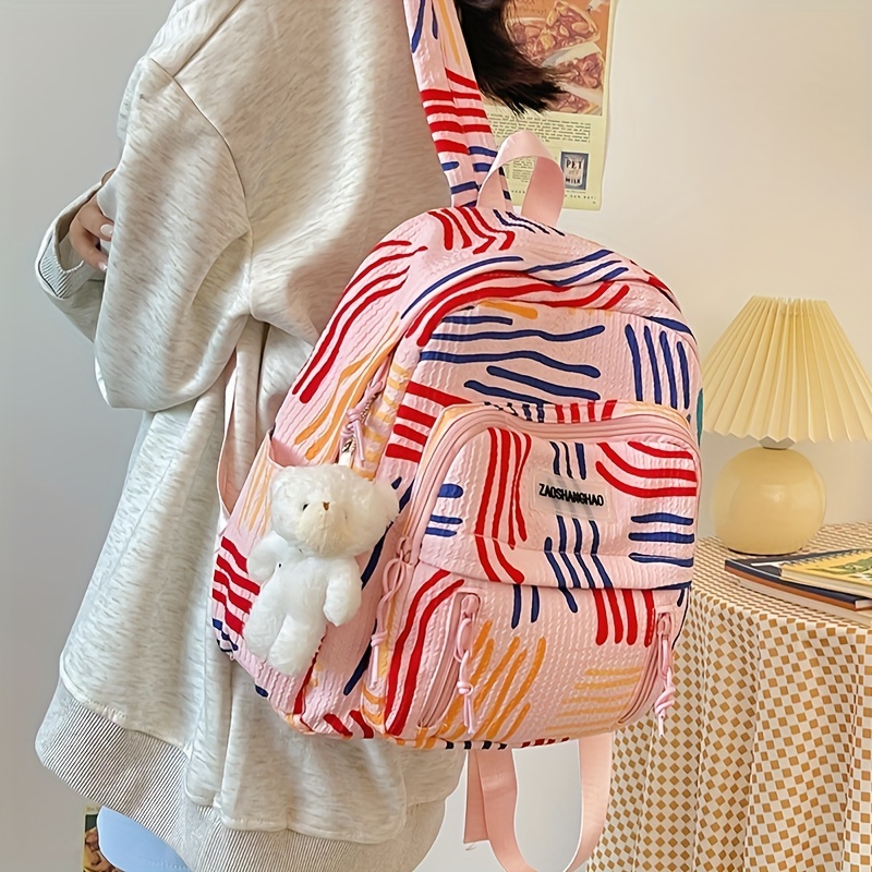 Mochila Kawaii con accesorios de pin kawaii, mochila escolar con colgante  de felpa, linda mochila escolar para estudiantes estéticos para  adolescentes