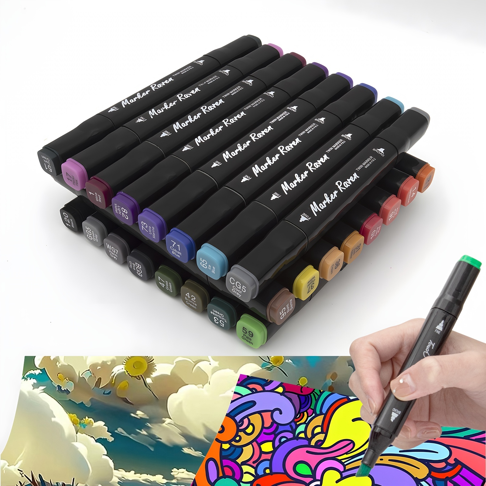 Alcohol Brush Markers, TOUCHNEW Dual Tip Artist Brush & Chisel Sketch Pens  Art Markers for Kids