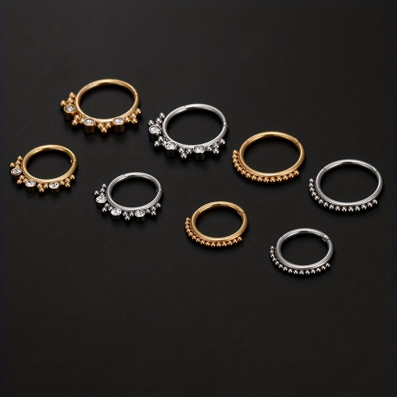 Men's 316L Stainless Steel Zircon Nose and Ear Piercing Ring