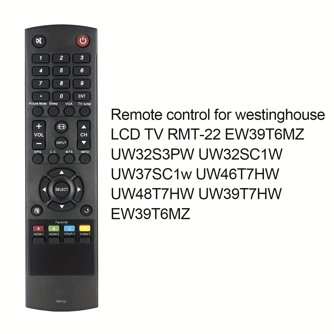 WESTINGHOUSE OEM Original Part: RMT-22 TV Remote Control