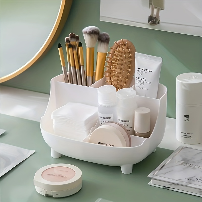 1 unidad, organizador de cosméticos grande blanco, caja de almacenamiento  de herramientas de maquillaje multifuncional