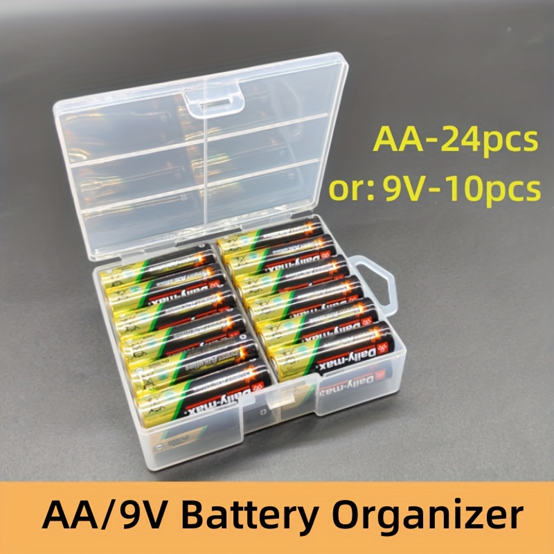 

1pc Battery Storage Box, Can Hold 24 Sections Number 5 Aaa Battery, Suitable For Household Toys And Other Battery Storage, 4.76*3.59*1.25in (battery Not Included)