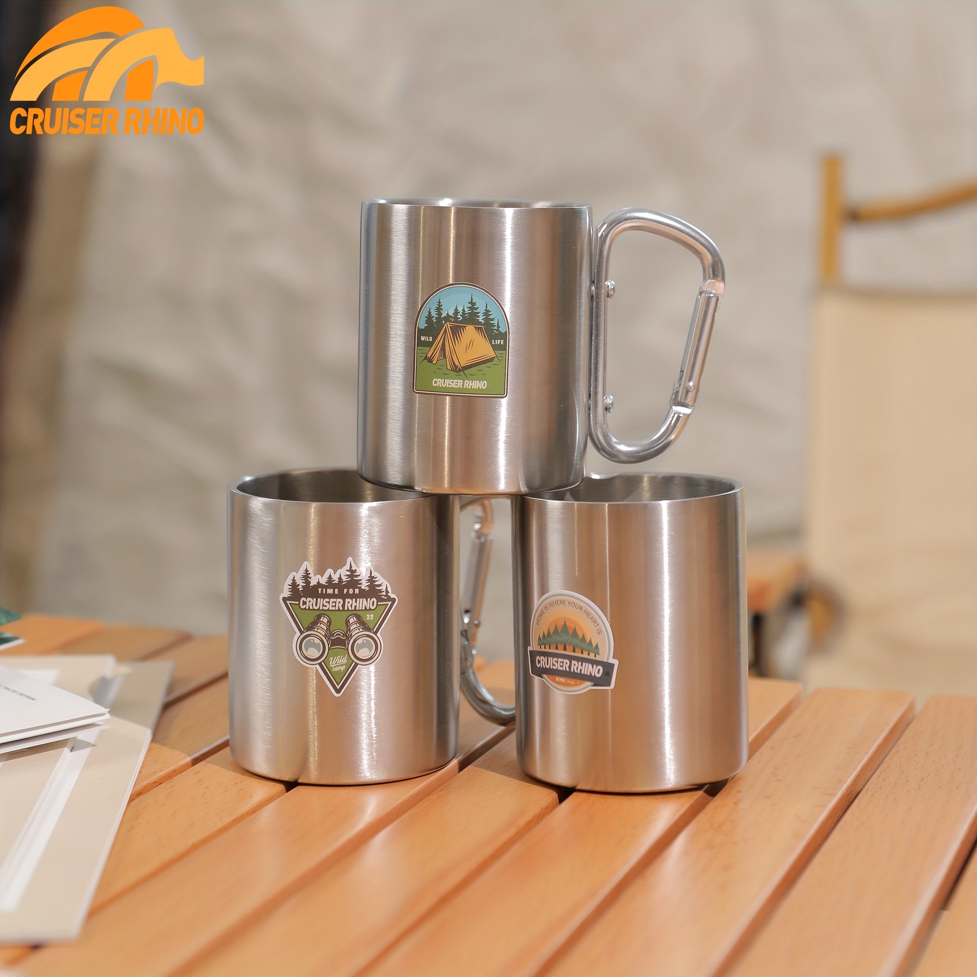 3PCS Stainless Steel Cups, Double Wall 10Oz / 300Ml, 304 Stainless